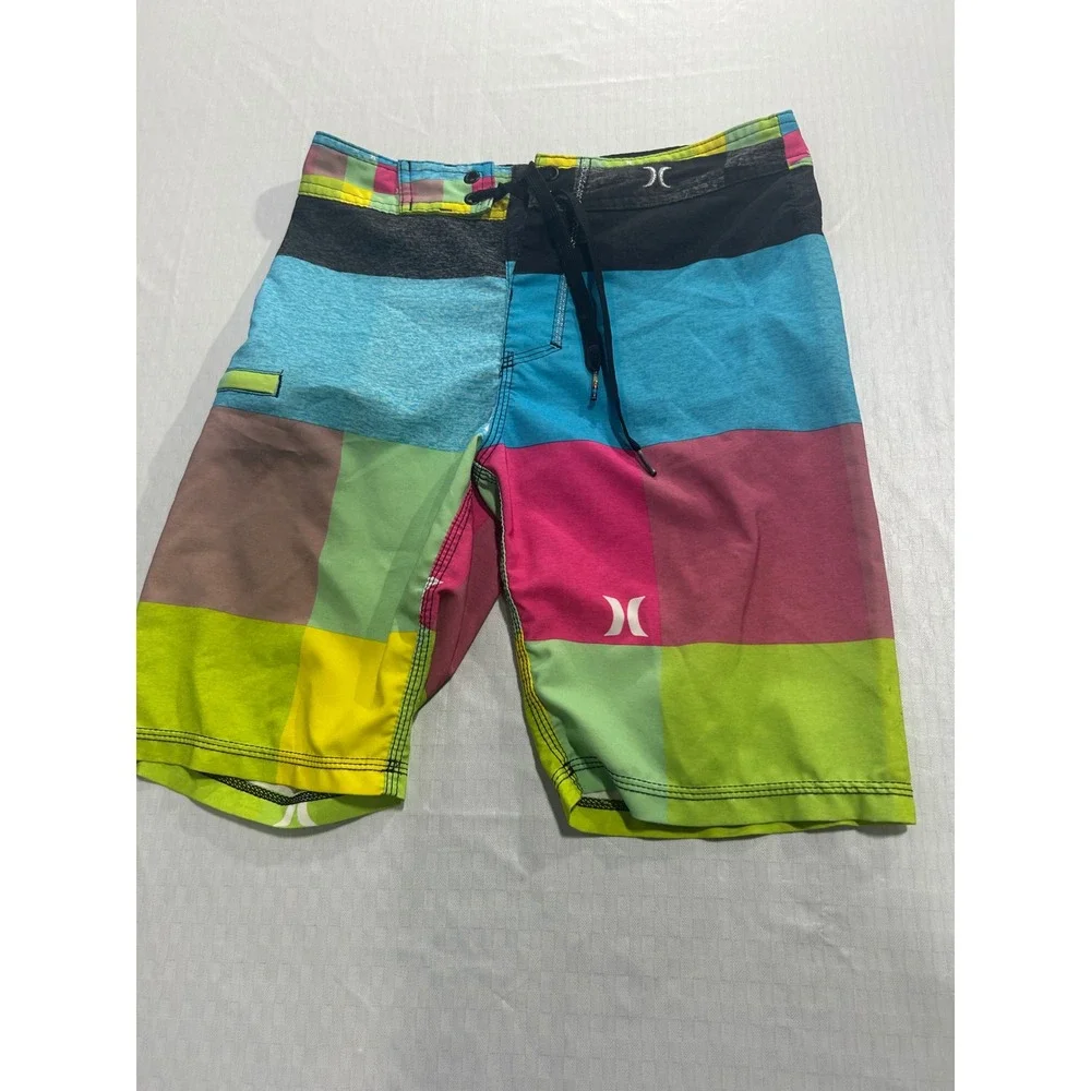 Hurley Mens‎ Patchwork Board Shorts Multi-Color Swim Trunks Size 31